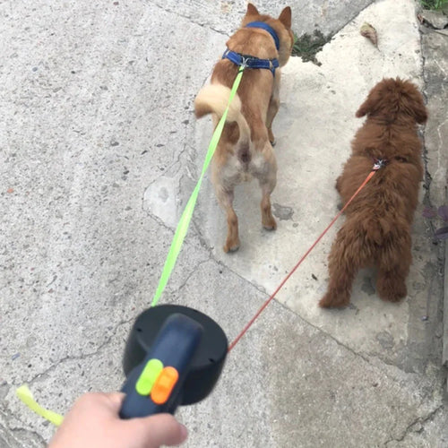 Dual Pet Retractable Leash Rope with LED Light for Small Dogs,Double Puppy, Adjustable Traction Belt, Walking and Running Suppli