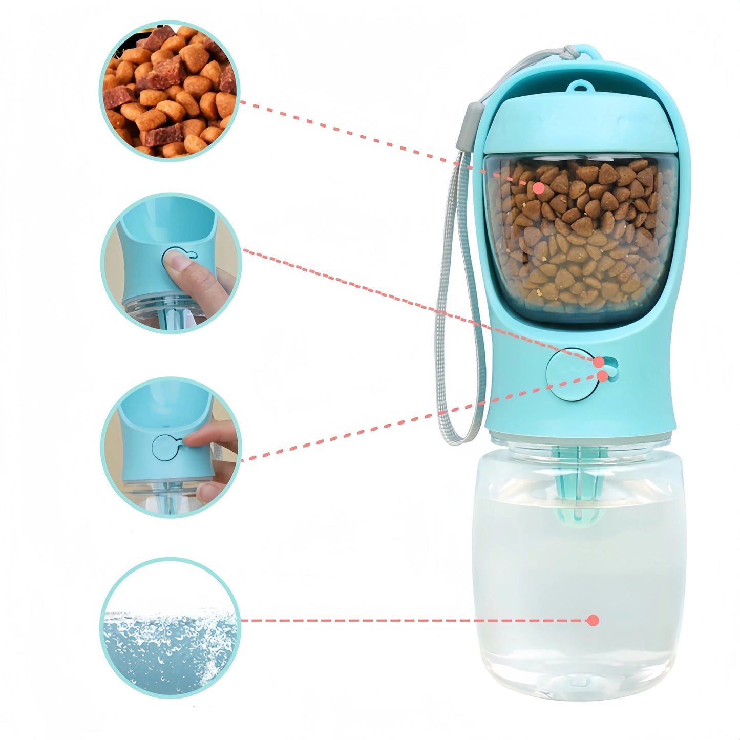 Portable Dog Cat Water Bottle with Storage Food and Water Container for Puppy Pets Dogs Feeder Bowl Outdoor Travel Pet Supplies