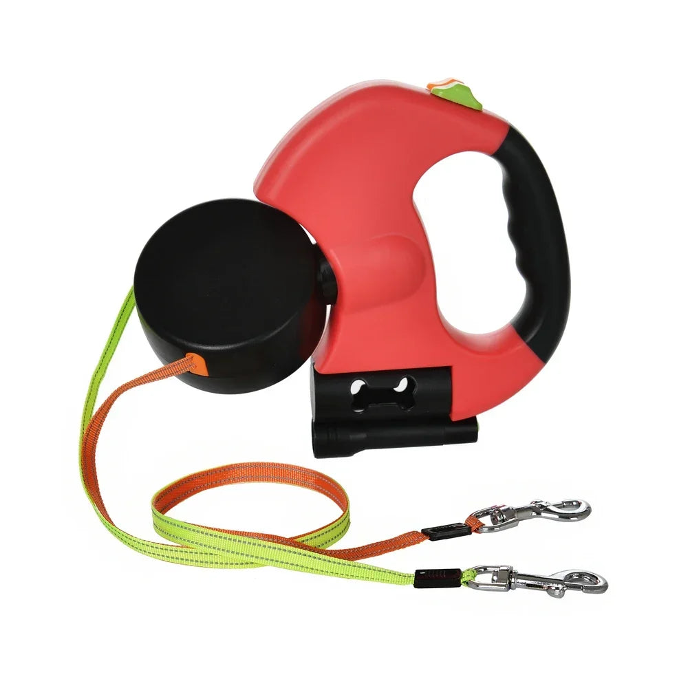 Dual Pet Retractable Leash Rope with LED Light for Small Dogs,Double Puppy, Adjustable Traction Belt, Walking and Running Suppli