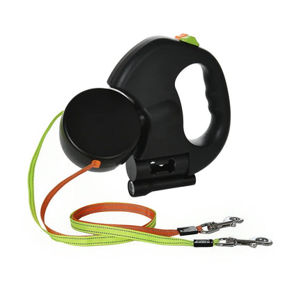 Dual Pet Retractable Leash Rope with LED Light for Small Dogs,Double Puppy, Adjustable Traction Belt, Walking and Running Suppli