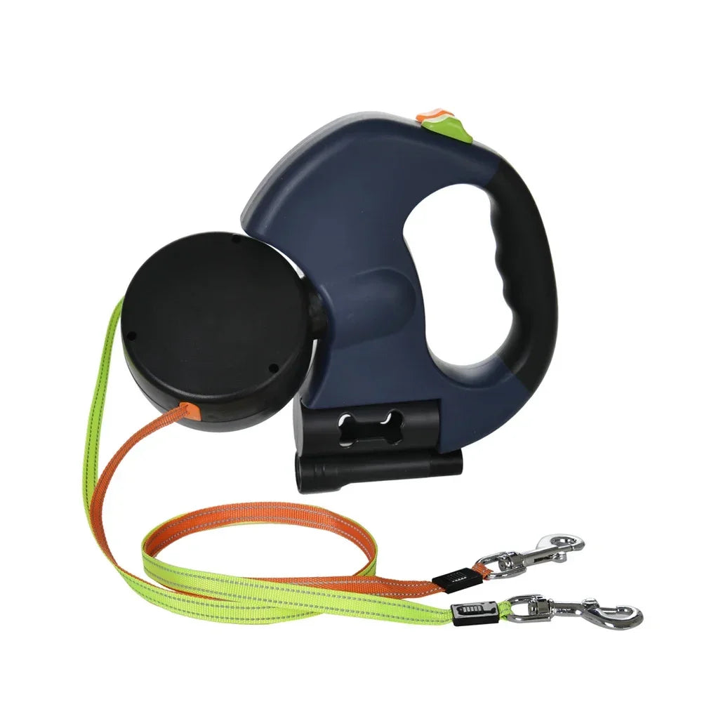Dual Pet Retractable Leash Rope with LED Light for Small Dogs,Double Puppy, Adjustable Traction Belt, Walking and Running Suppli